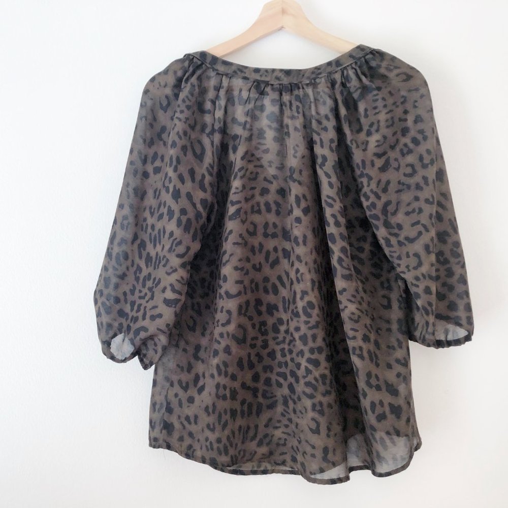 LOFT Sheer Animal Print Blouse - Picture 4 of 5